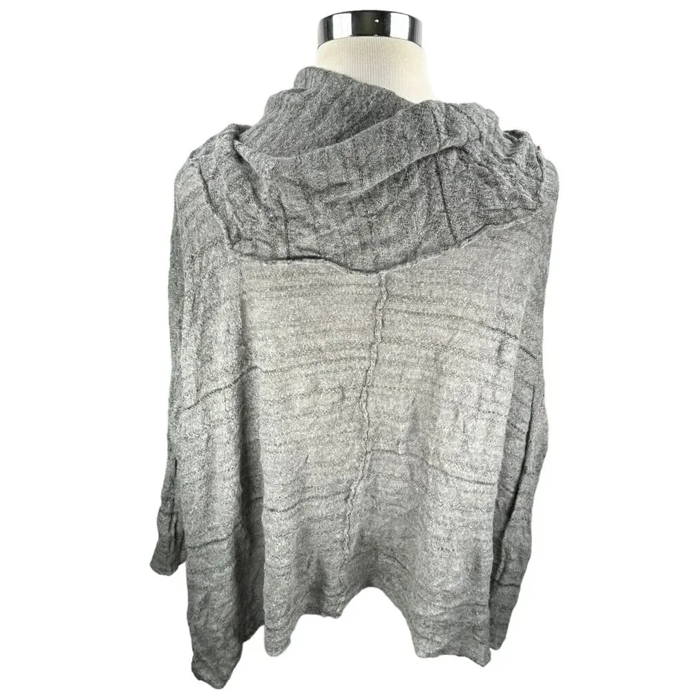 Free People Sweater‎ Women's Small Heather Gray Knit Boho Cowl Neck Oversized